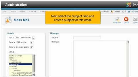 Joomla! Tutorial #3: How to Use Mass Mail