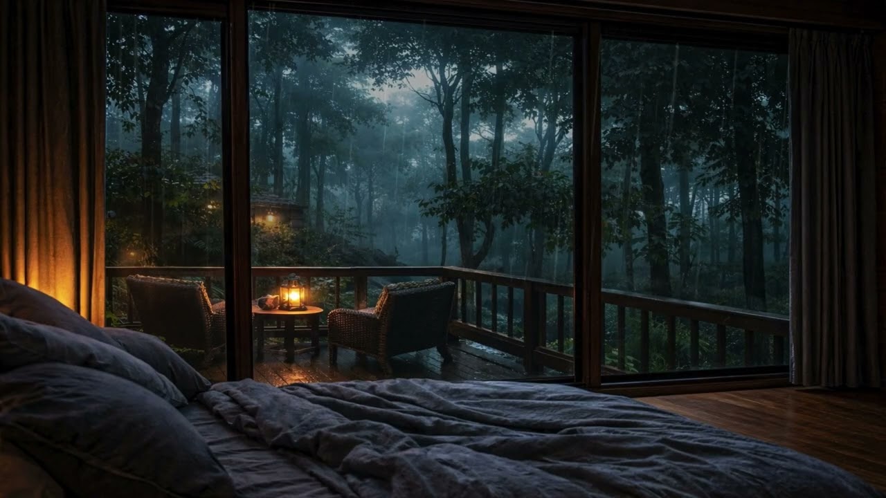 Dark Bedroom Rain Sounds for Sleeping 4 Hours | Deep Sleep (No Thunder, No ads)