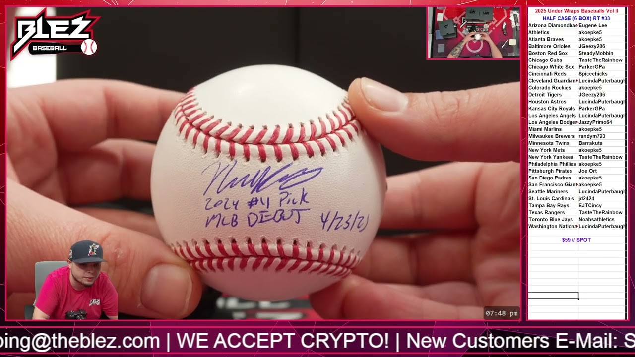 2025 Fanatics UnderWraps Baseballs Volume II HALF CASE BREAK Rando Team #33