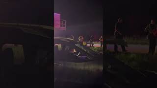 Mo state highway patrol & fire work a single car accident on James River