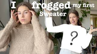 I REPURPOSED YARN FROM MY FIRST KNIT TO MAKE SOMETHING NEW  ✨ A FROGGING EXPERIMENT - KNIT VLOG