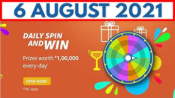 Amazon Daily Spin and Win Quiz Answers today | Win Rs 1,00,000 | 6 August 2021 | Fun Zone Amazon