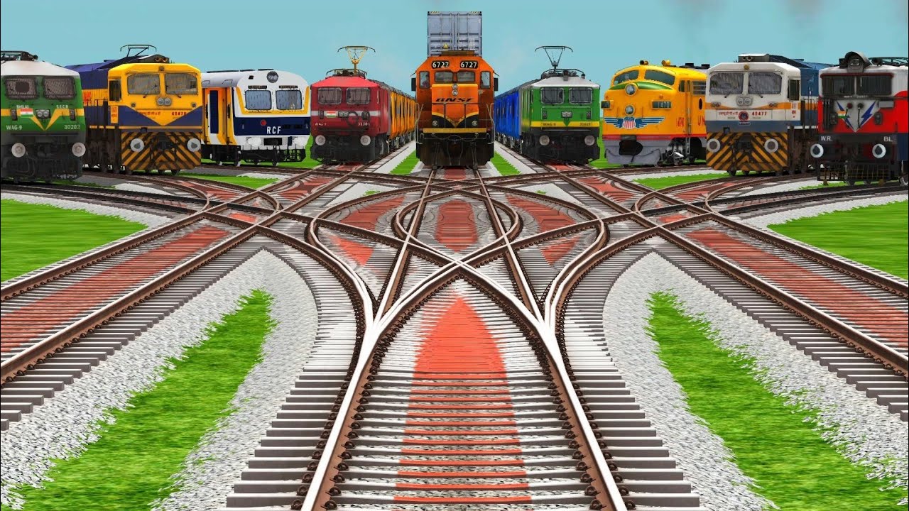 Nine Realstic Trains Gameplay On Train Railroad Tracks || train Simulator classic 