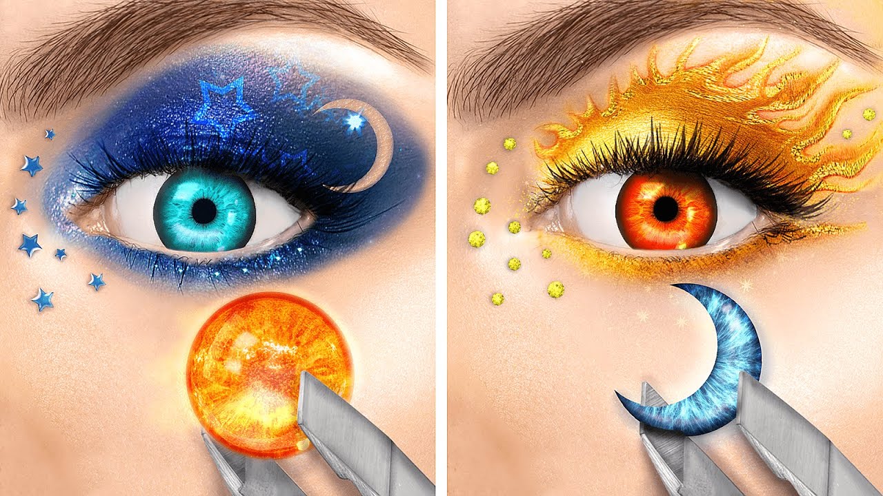 تحدي ميك أوفر اللون الواحد! البنت نهار و البنت ليل هيبدلوا الستايل لمدة 24 ساعة