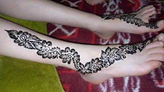 نقش حناء سوداء جميل وسهل المبتدئات beautiful henna design