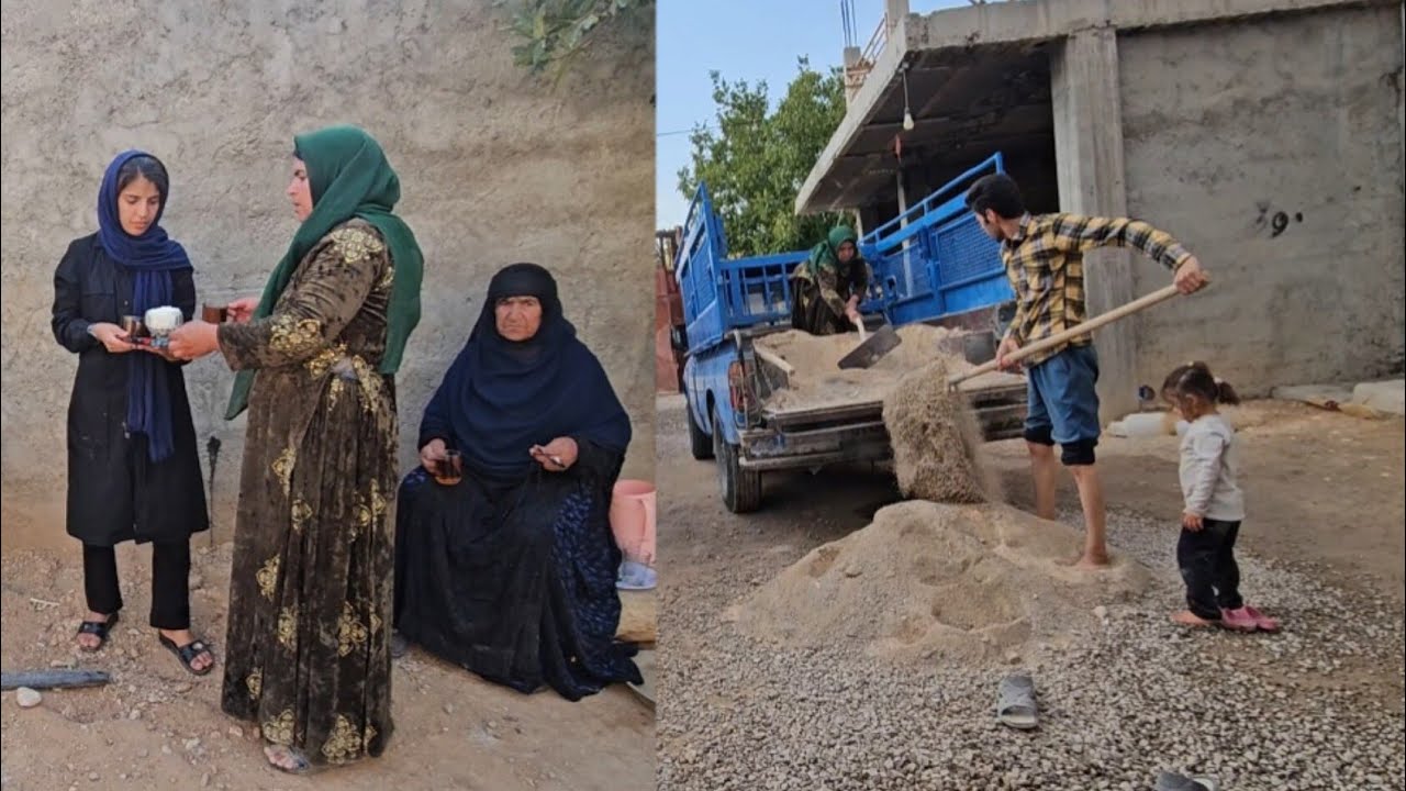 "Joint Effort for Beauty and Order: Mrs. Farideh and Her Family Taking Care of Their Home Garden"