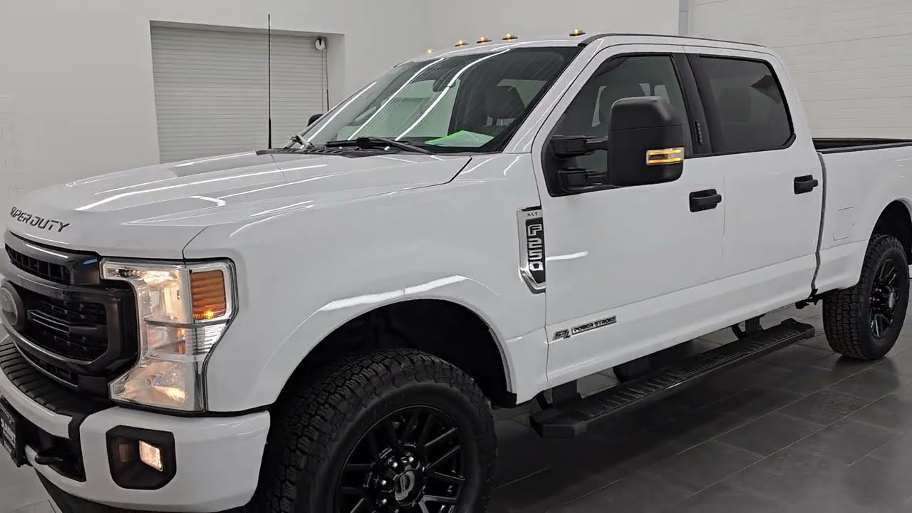 2022 FORD F250 XLT BLACK APPEARANCE POWERSTROKE DIESEL OXFORD WHITE 4K WALKAROUND 16134Z