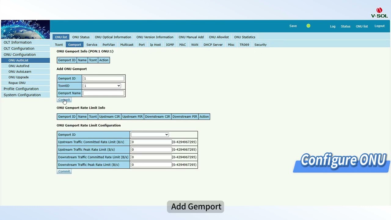 Configure  SFU ONU IPTV Service (UNTAG) in  VSOL V1600GS