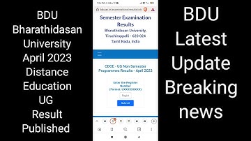 BDU Bharathidasan University April 2023 CDE Result Published Breaking News