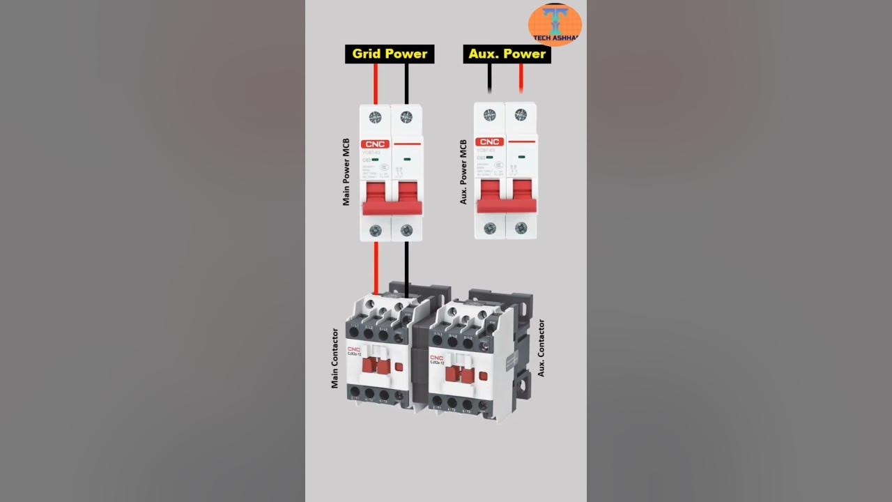Master and auxiliary contactor interlocking connection diagram #shorts