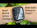 Apple Watch Series 7 41mm Starlight Aluminium with Gold Milanese Loop
