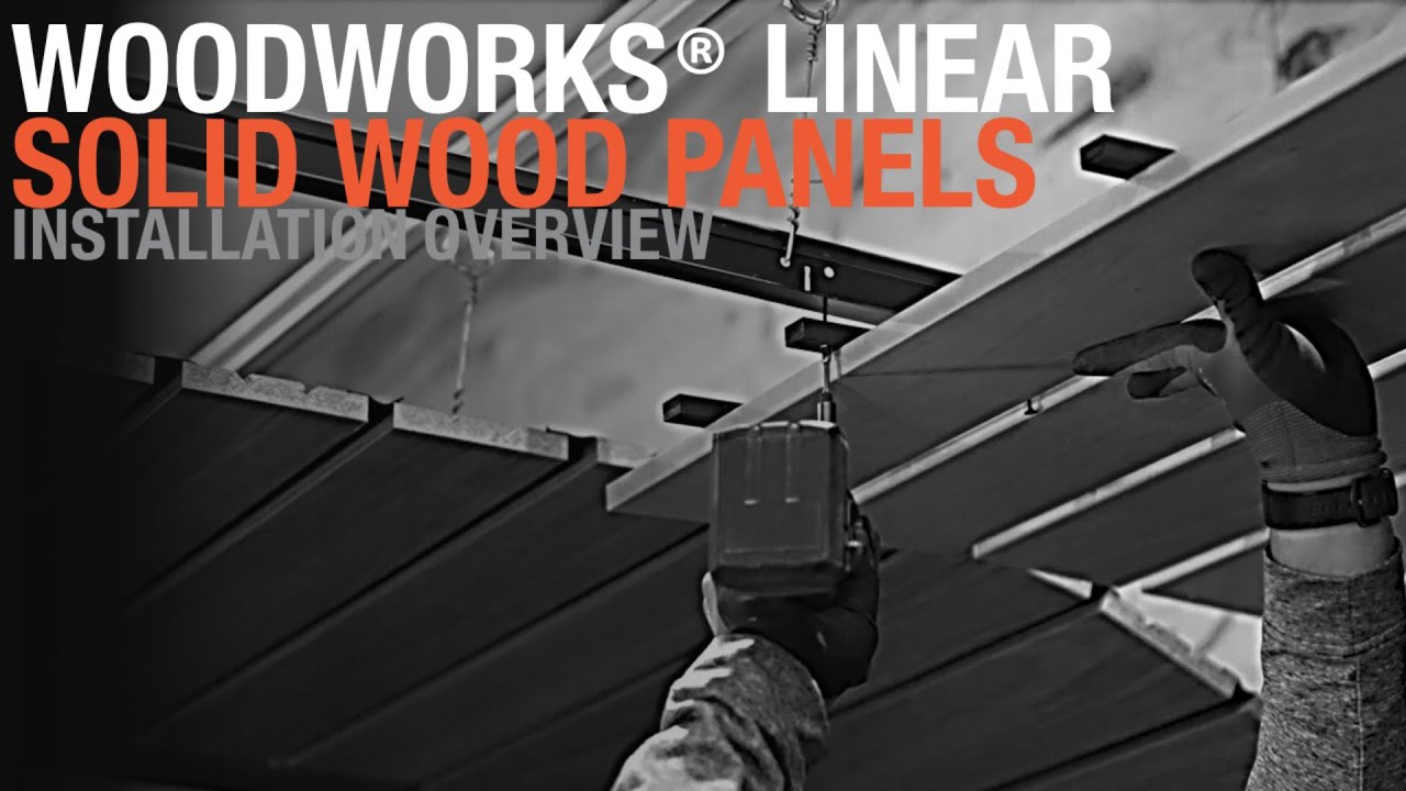Solid Wood Panel Ceiling Installation WOODWORKS Linear Solid Wood