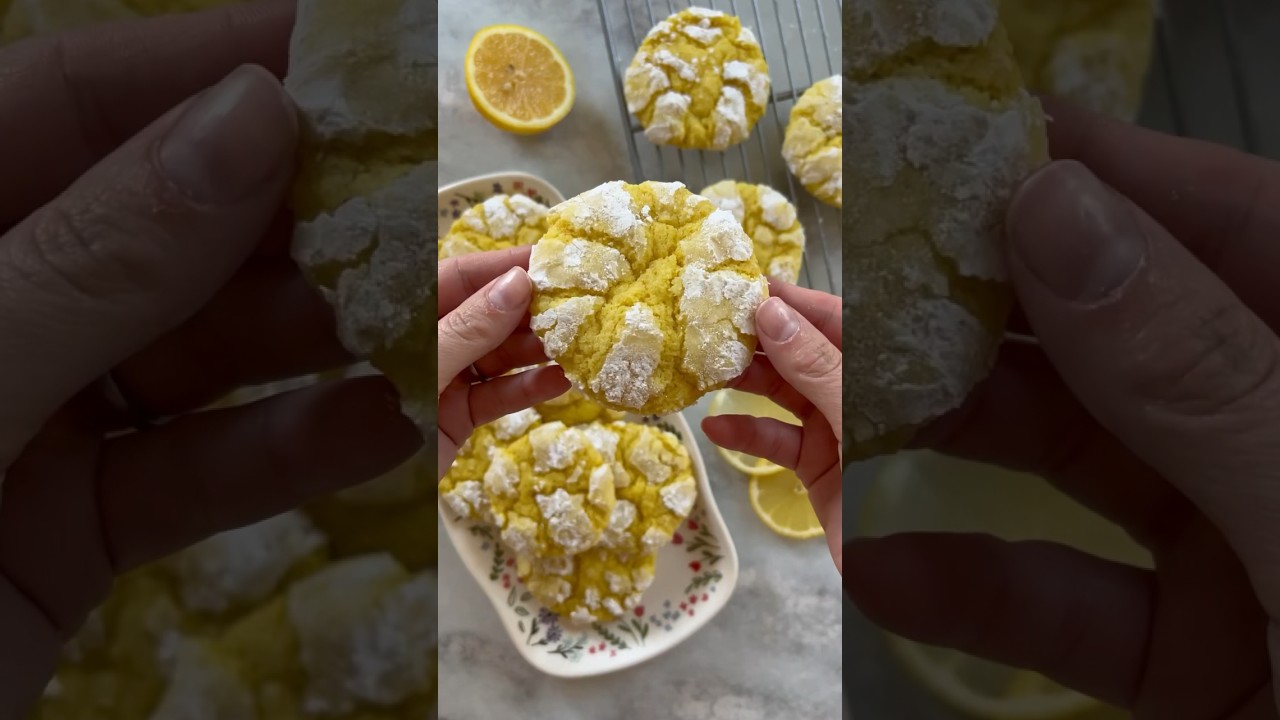 Soft and Chewy Lemon Crinkle Cookies with Fresh Lemon Juice and Lemon Zest - Happy Bake Day