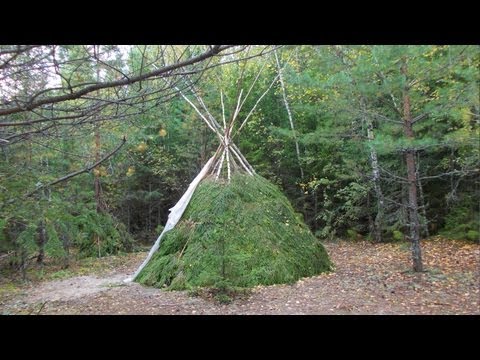 [РВ] Славянский чум (лесное укрытие из лапника и жердей)