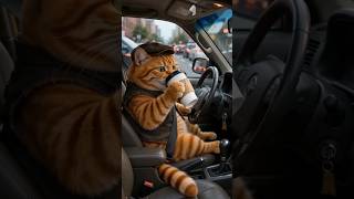 Taxi driver cat stuck in traffic😅 #cat #taxi #shorts #funny #youtubeshorts