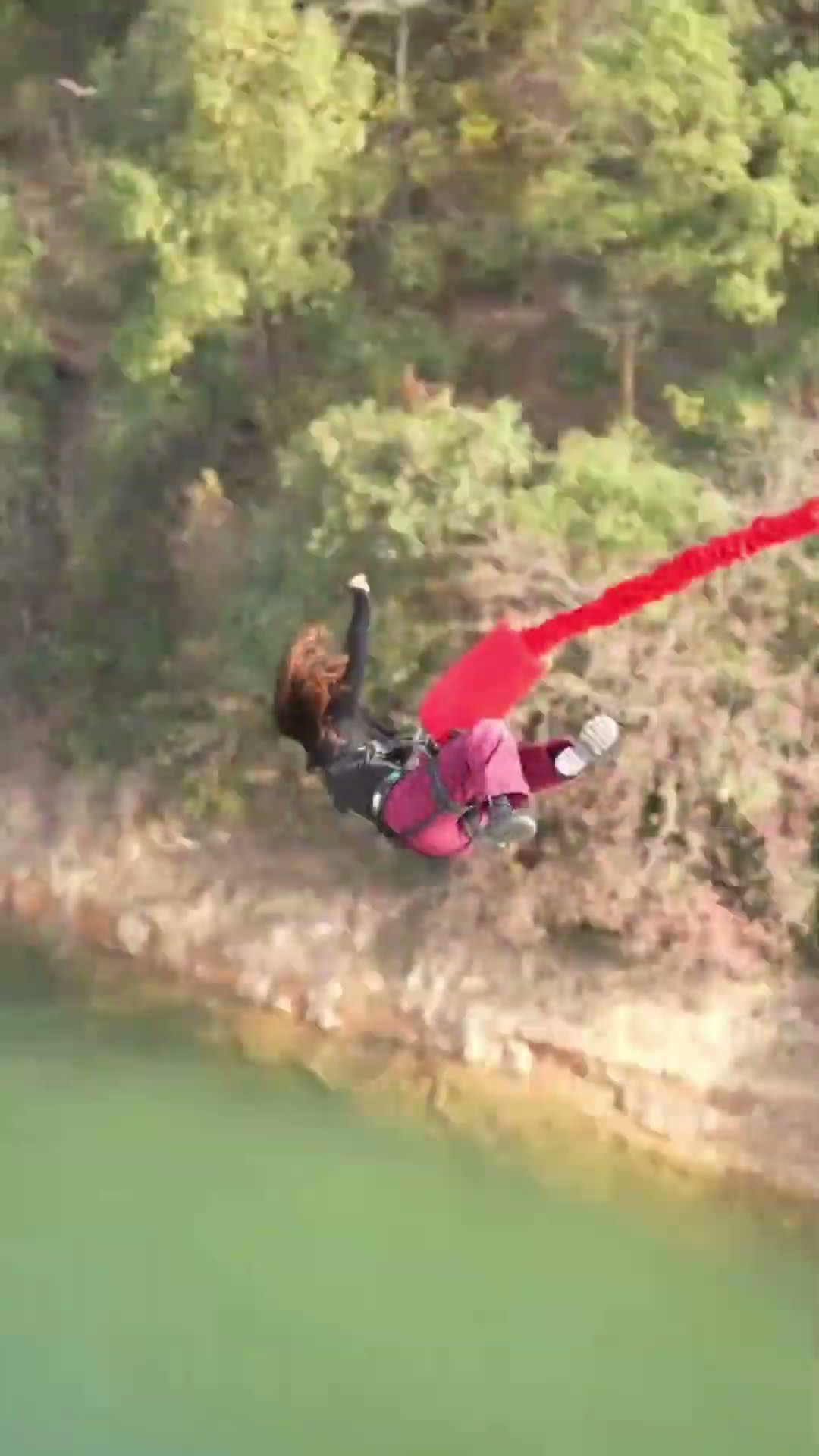 Incredible footage ? of a daredevil bungee jumper jumping from a bridge #adven #shorts