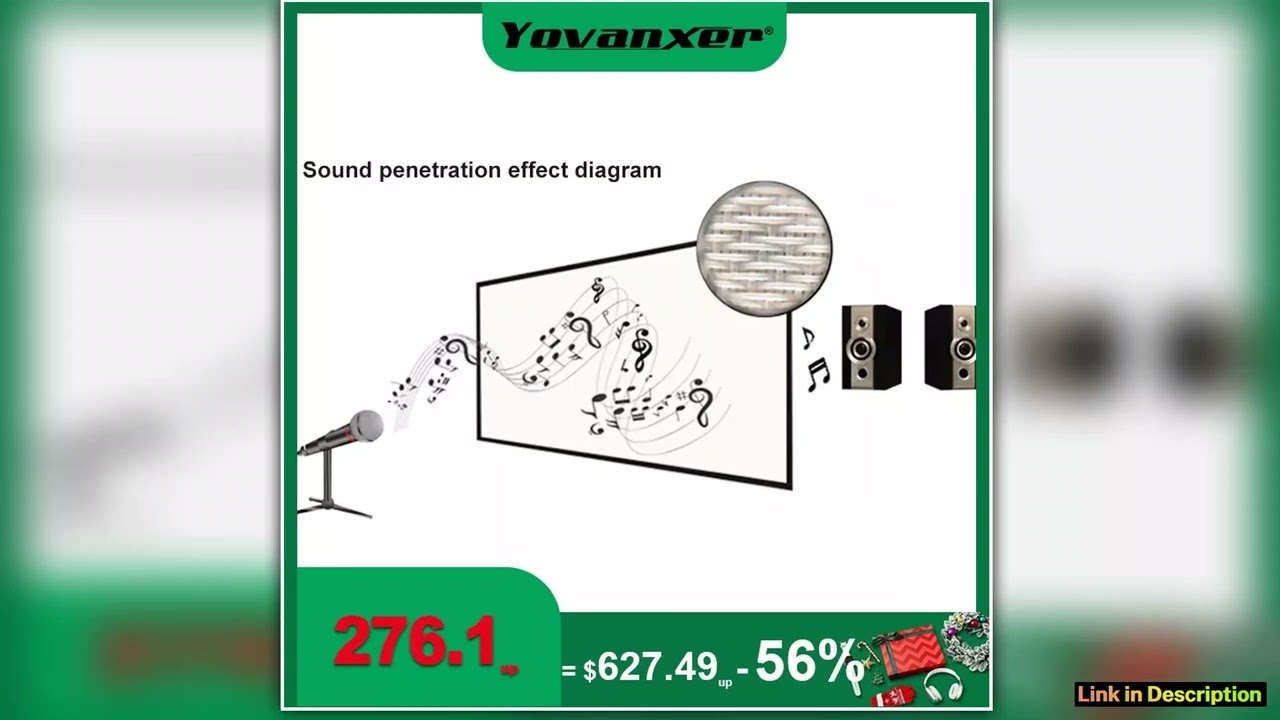 Yovanxer Sound Acoustic Transparent Projector Screen Weave Perforated 65cm Aluminum Alloy Flocking