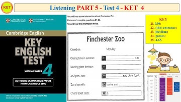KET 4 Listening Part 5 Test 4 (Transcript + Key)