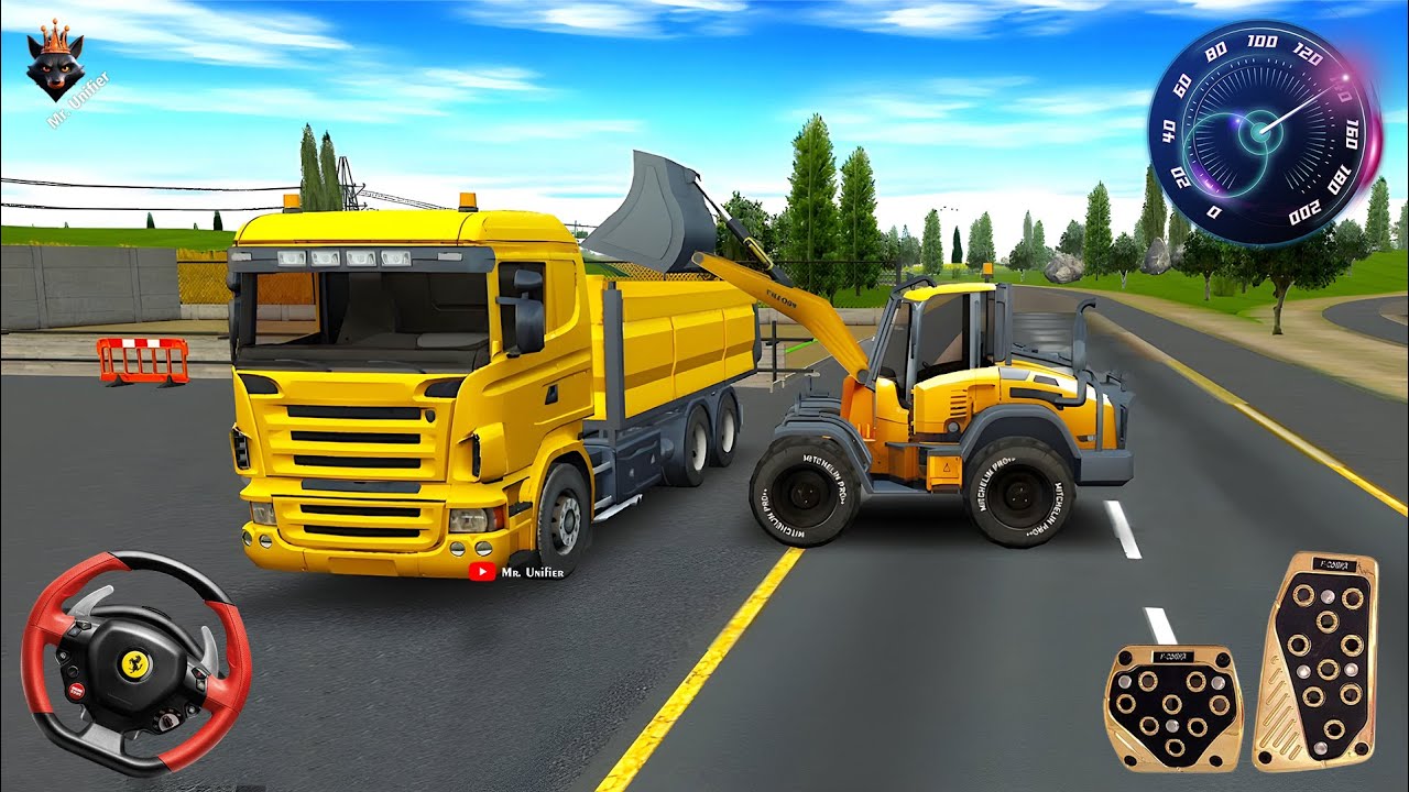 Транспортировка тяжелых экскаваторов - Длинномерный грузовик с прицепом симулятор 3D | Android Games