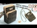 DIY TRIPLE ZIPPER CROSSBODY BAG | วิธีการทำกระเป๋าสะพายซิป 3 ช่อง