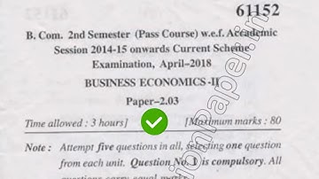 2018 Mdu BCom Pass 2nd Sem Business Economics Question Paper