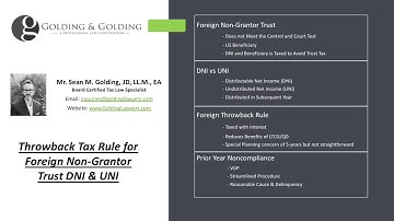 Throwback Rule for Foreign Non Grantor Trust Tax of DNI & UNI
