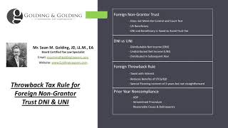 Throwback Rule for Foreign Non Grantor Trust Tax of DNI & UNI