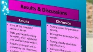 Describing Results and Discussion of a Research paper