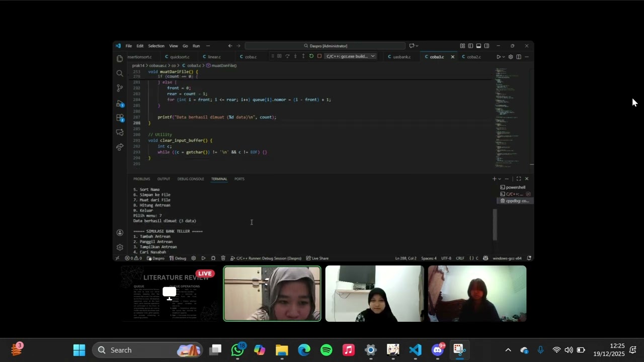 CASE STUDY FOR BASIC PROGRAMMING PRACTICUM "Bank Teller Queue Simulation" DASAR PEMROGRAMAN
