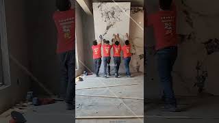 Installation process of sintered stone paving wall. #sinteredstone #factory#ceramic#gạch sứ#кирпич Installation process of sintered stone paving wall. #sinteredstone #factory#ceramic#gạch sứ#кирпич