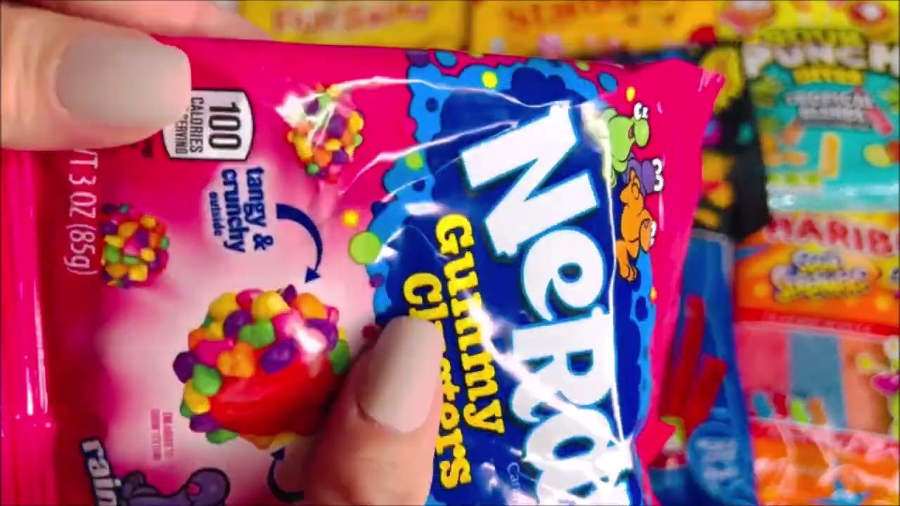 Filling Cups with Candies 🍬 ASMR Rainbow Nerds Clusters Candy
