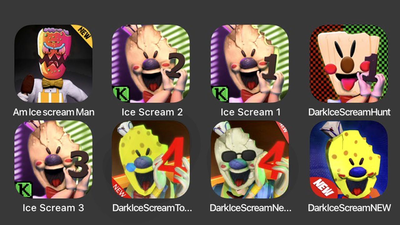 Am Ice Scream Man, Ice Scream 2, Ice Scream 1, Dark Ice Scream Hunt, Ice Scream 3, Dark Ice Scream..