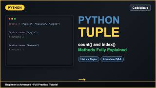 Python Tuple Methods & Functions Explained | Python Full Course #8 | CodeWaale