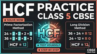 HCF Practice | Prime Factorisation Method | Class 5 CBSE Maths