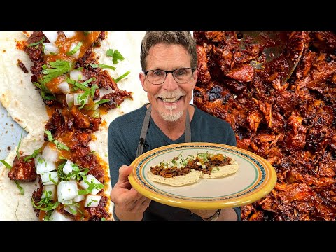 Chilorio (red chile pulled pork) tacos, from the video