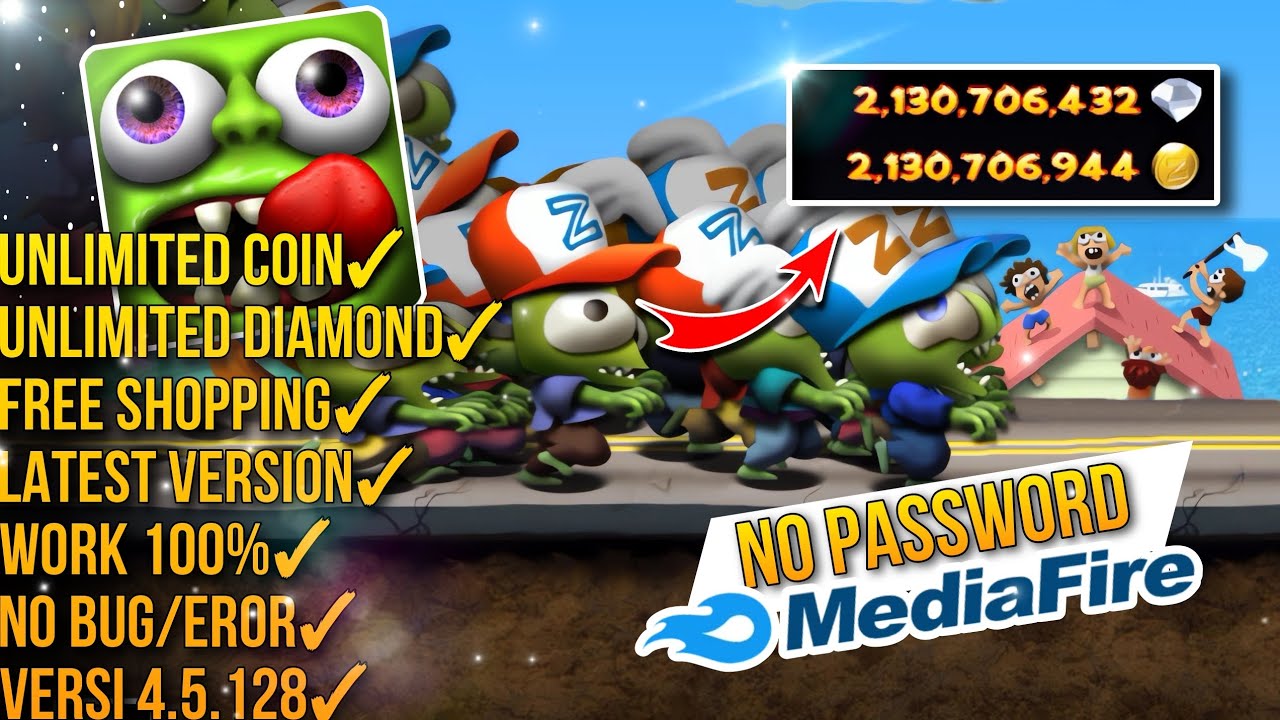 dwonload Zombie Tsunami mod apk versi 4.5.128. unlimited coin dan