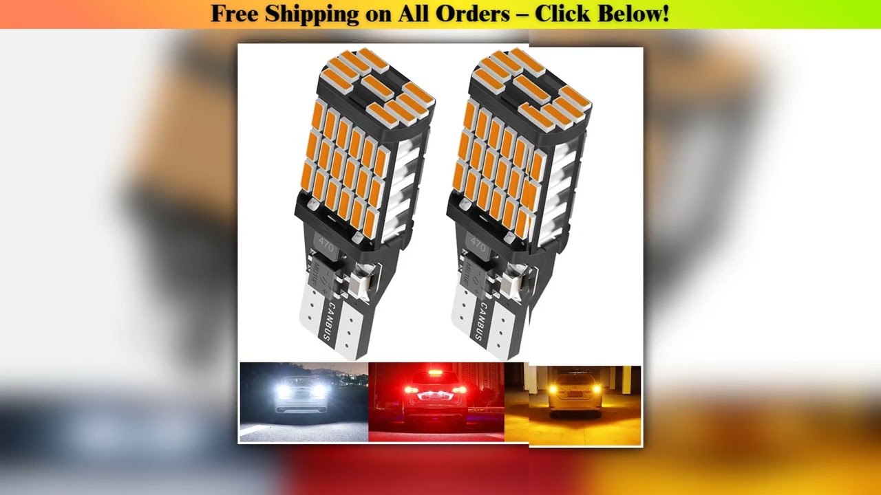 2pcs T15 4014 45chips W16W 921 912 LED Backup Light Reserve Lamp Canbus Bulbs High Power LED Canbus