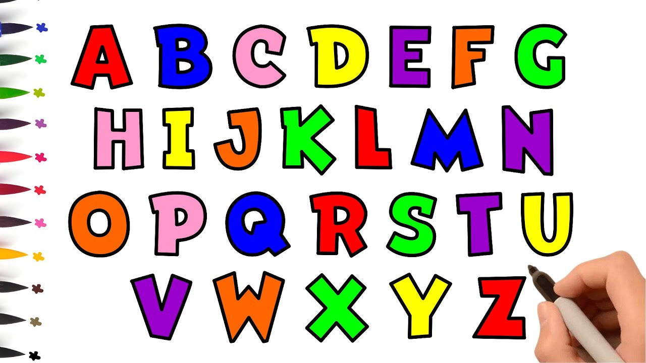 How To Draw Alphabet A to Z - ABCD Drawing For Kids ...