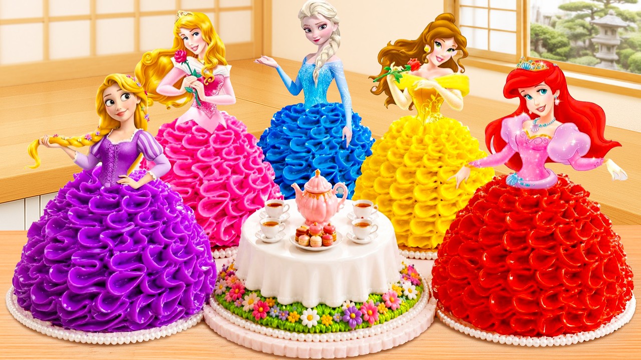 Lovely Princess Cake Compilation 💕 素晴らしいミニチュアレインボーバタークリームプリンセスケーキ💕 Sweet Japan
