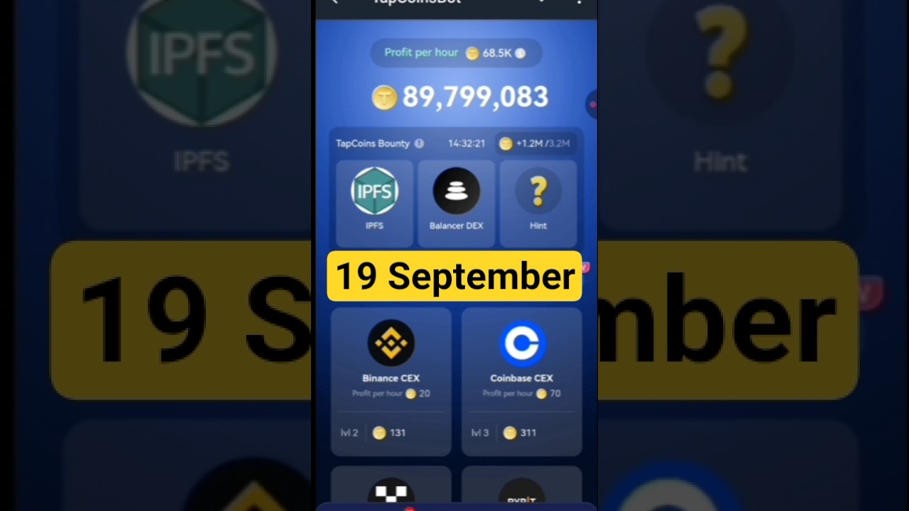 TapCoin Daily Bounty 19-20 September | Tapcoin Daily Bounty || Today Tapcoin Daily Combo || AGP
