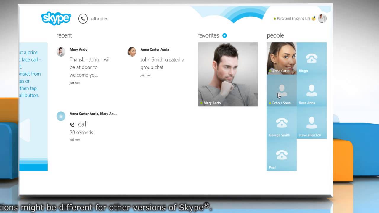 Test the sound quality on Skype® by free test call in Windows® 8.1