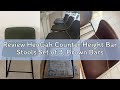 Review HeuGah Counter Height Bar Stools Set of 3, Brown Barstools with Back Support 26 Inch Faux Lea