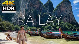 4K HDR // Walking Railay Beach in Krabi | BEST Place in the World | Thailand 2022 - With Captions