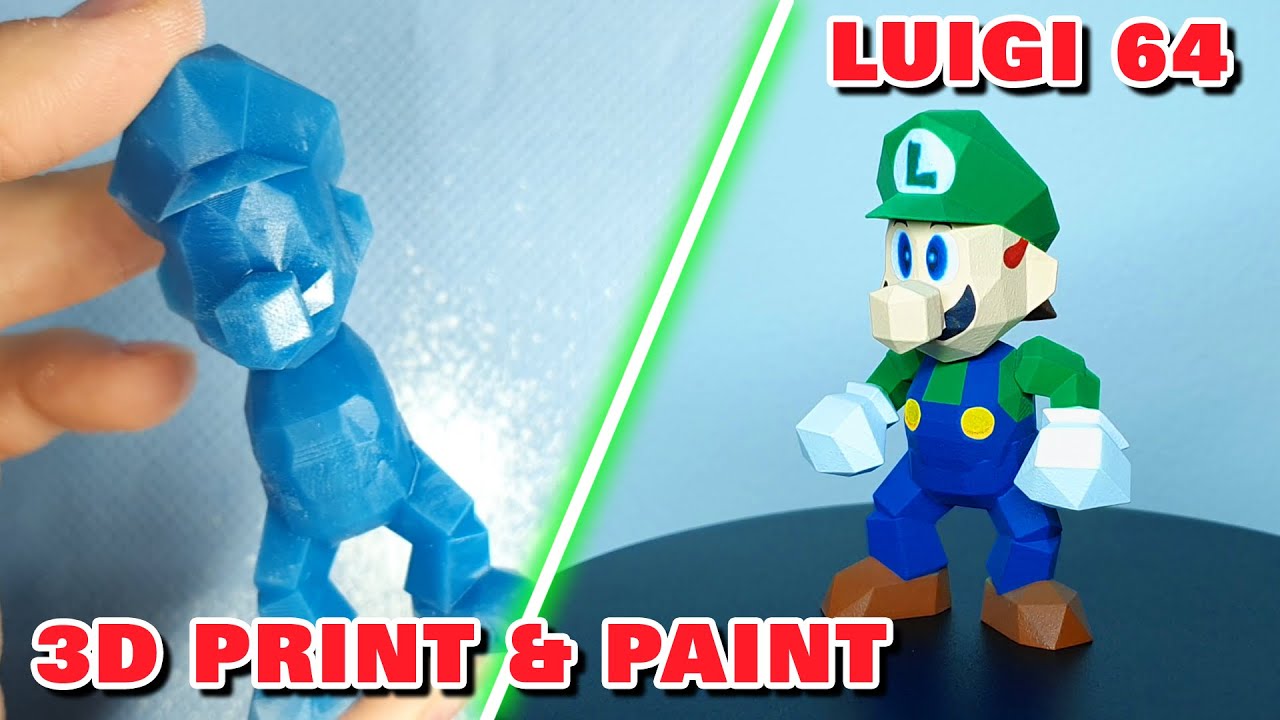 Super Mario and Luigi 64 Low-poly 3D Printed Figures 