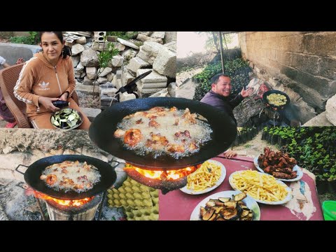 سوينا مقالي بطاطا مع لحمه على النار