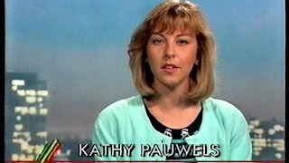 VTM: continuity, Nieuwsflash [Kathy Pauwels] \u0026 closedown (13 april 1989)