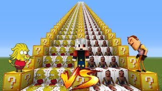 REMZİ VS HELLO NEIGHBOR MERDİVEN ŞANS BLOKLARI - Minecraft