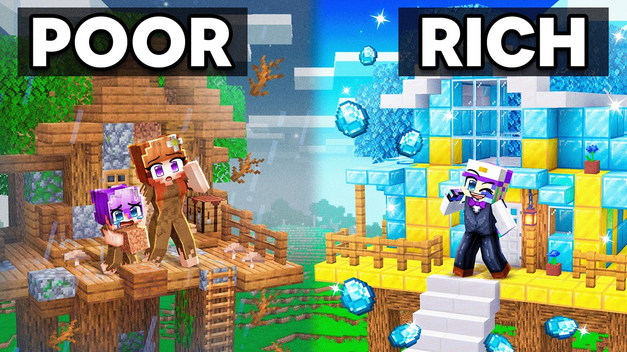 POOR vs RICH: Treehouse Battle in Minecraft!