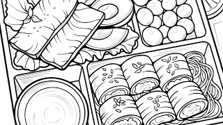 Color by Number Zen Color App | Art Loop | Sushi Avocado Bento Box Gentle Focus #food #coloringbook screenshot 5