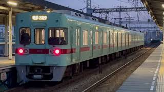 西鉄天神大牟田線普通列車(大善寺行き､6050形)・宮の陣駅に到着